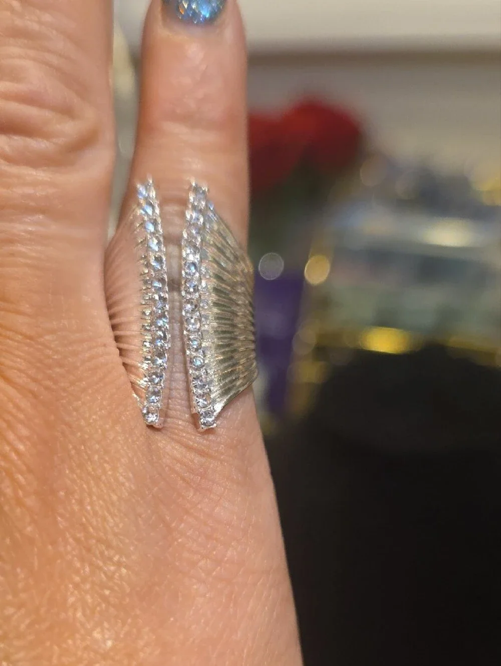 Silver Crystal Accent Smart Ring - Silver